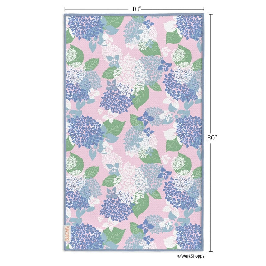 Microfiber Kitchen Dish Towel Hydrangea Tile