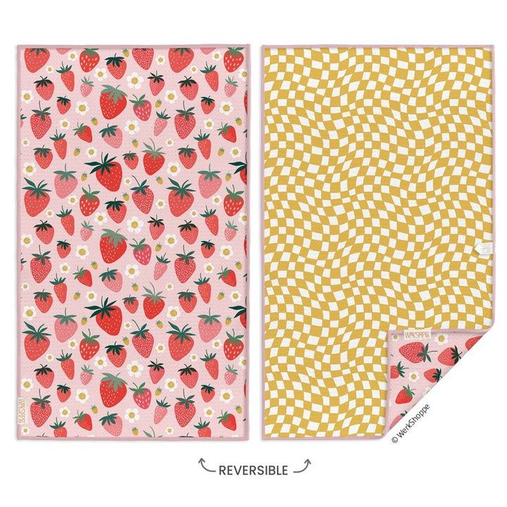 Microfiber Kitchen Dish Towel Strawberry Check