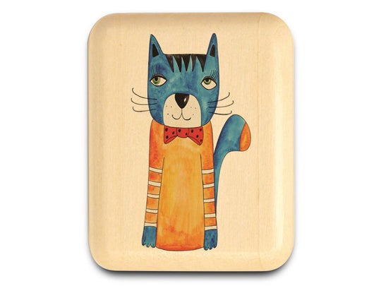 2" Flat Narrow Box Aspen Blue Cat + Bowtie