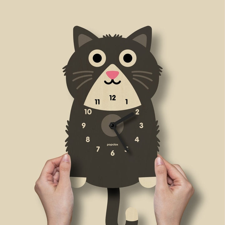 Kitten Pendulum Clock Black