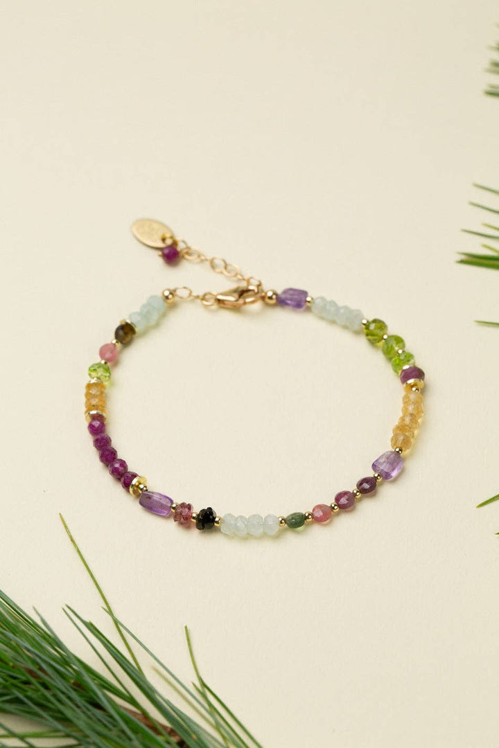 Celebrate Aquamarine, Labradorite, Ruby, Tourmaline + Amethyst Collage Bracelet