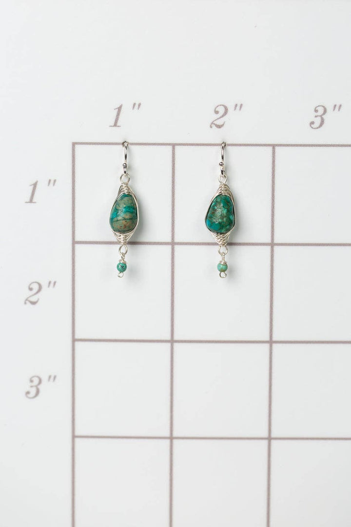 Birthstone December Silver Turquoise Herringbone Earrings