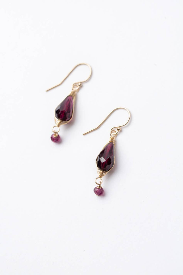 Birthstone January Gold Garnet Earrings