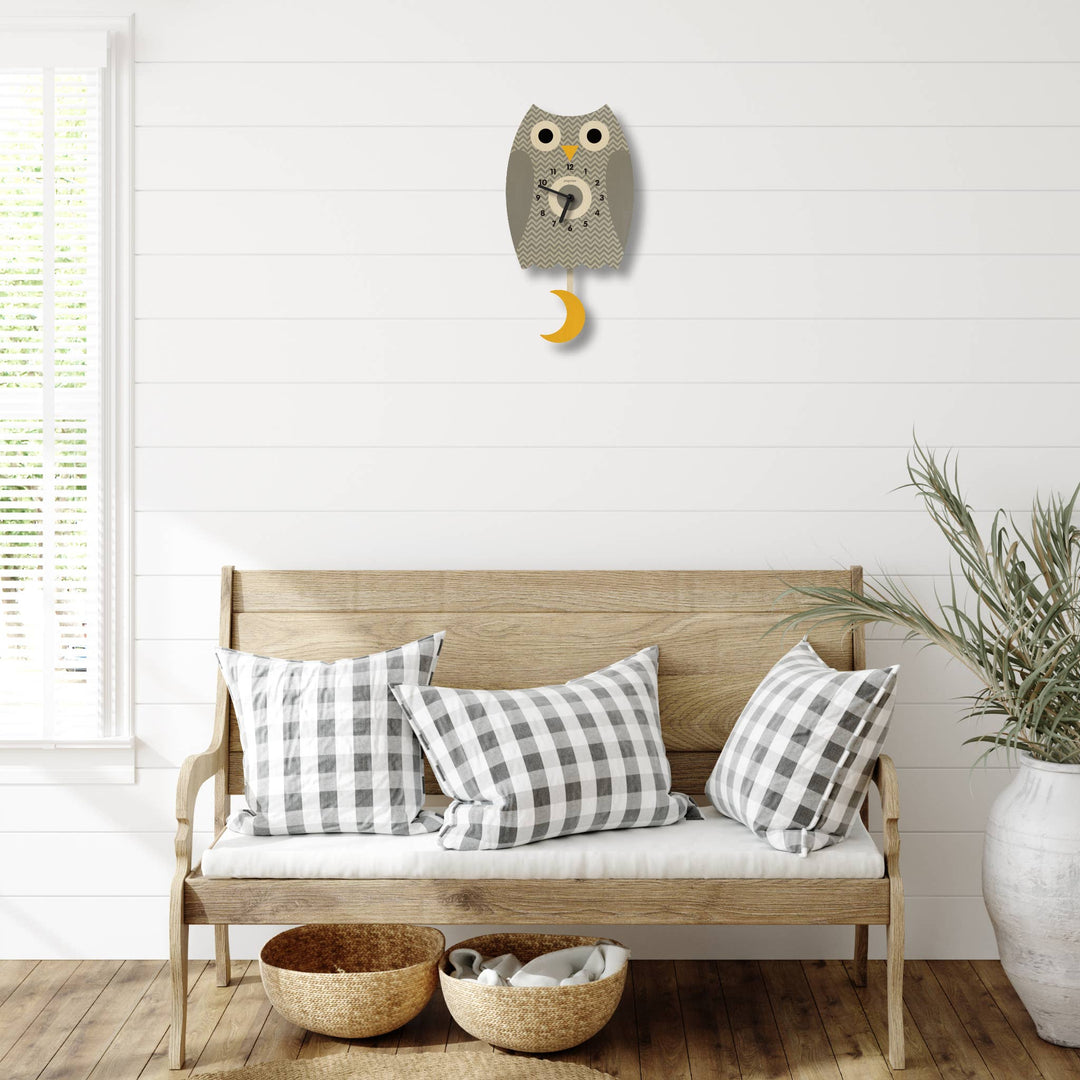 Owl Pendulum Clock - Purple