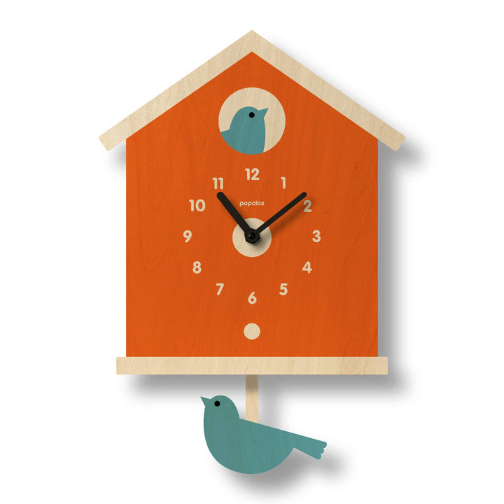 Birdhouse Pendulum Clock - Orange