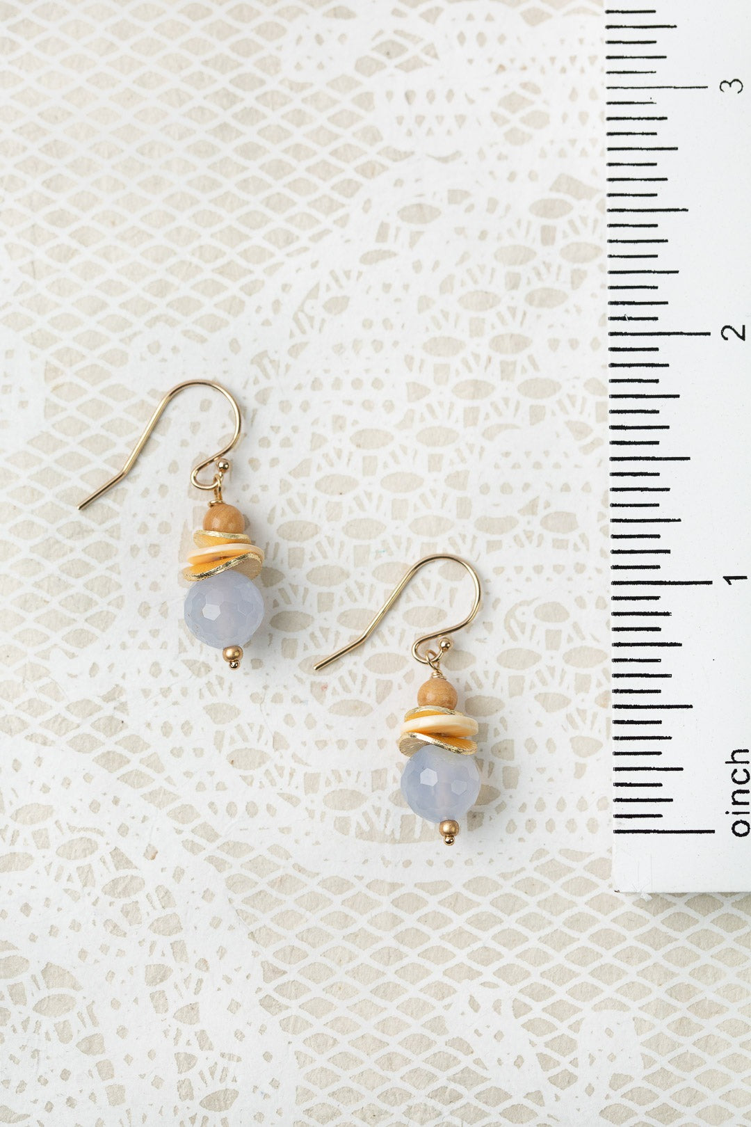 Blue Lace Shell, Jasper Dangle Earrings