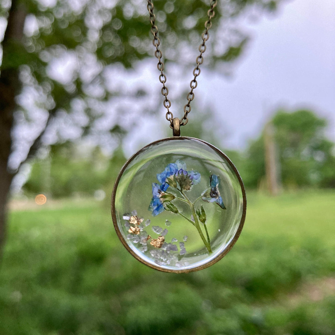 Pressed Botanical Necklace Blue