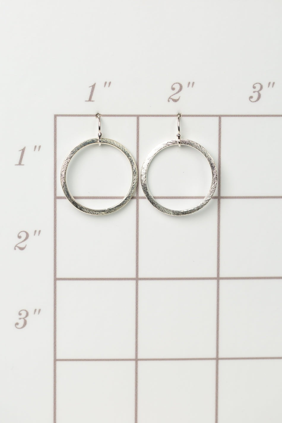 Brushed Silver Hoop Statement Earrings