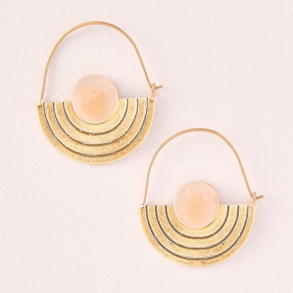 Stone Orbit Earrings Sunstone Gold