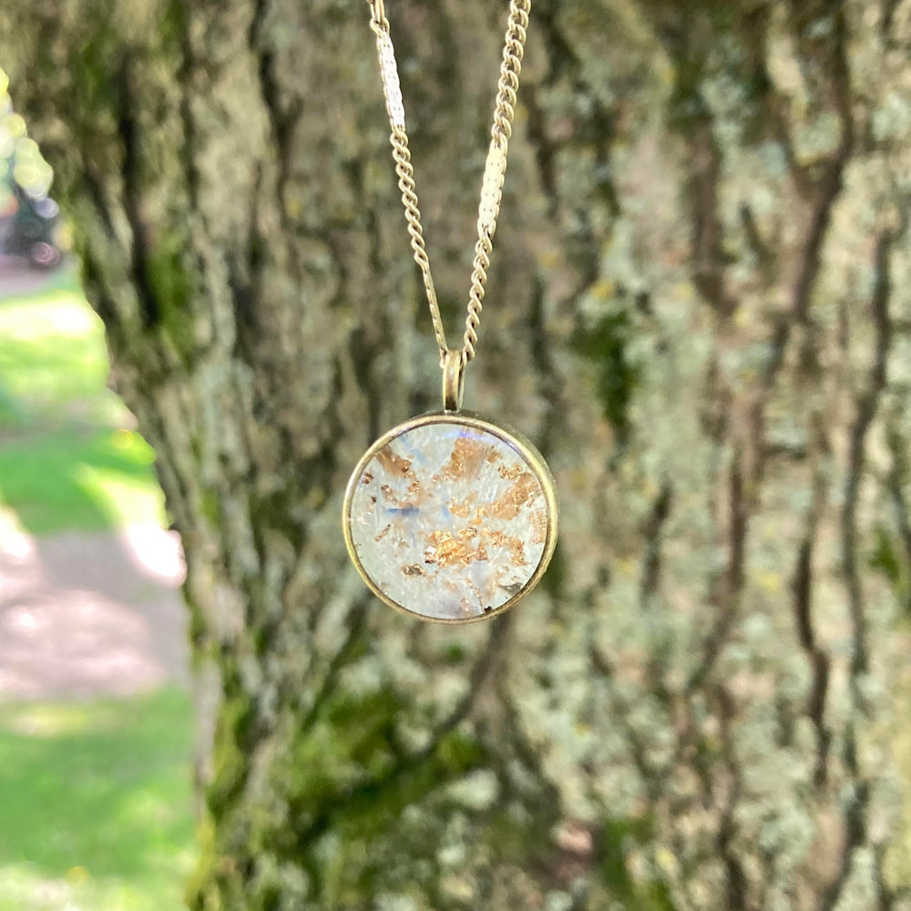 Hazel Ball Necklace Kyanite + Gold Leaf