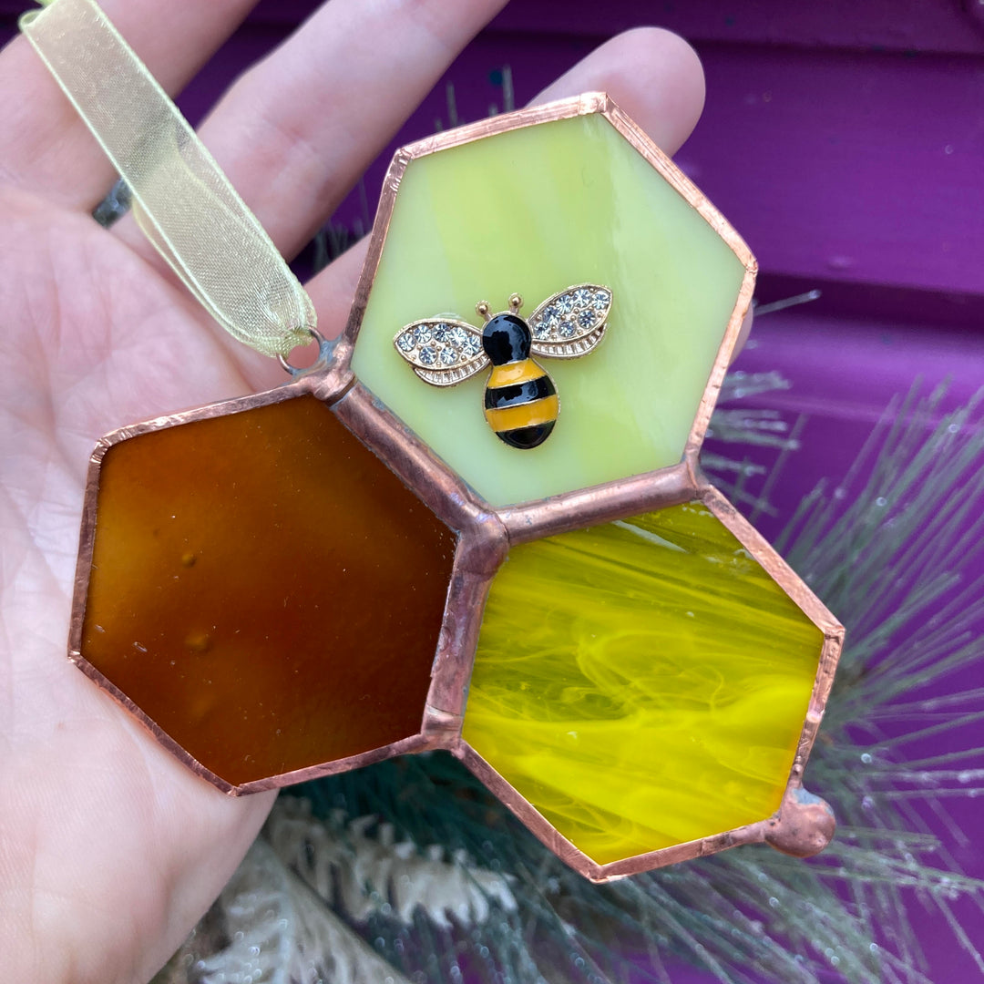 Honey Comb Ornament With Bee