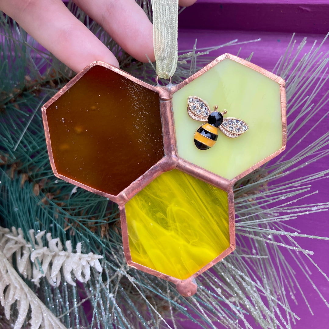 Honey Comb Ornament With Bee