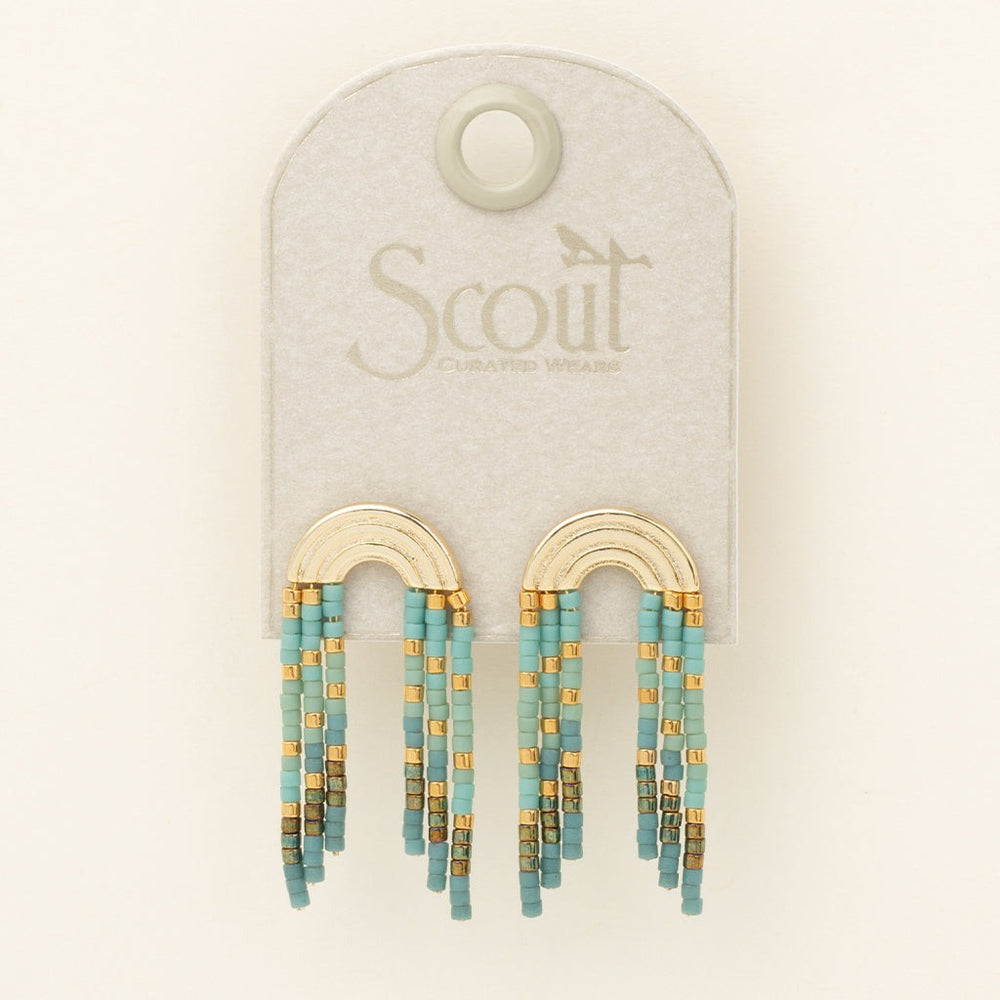 Miyuki Rainbow Fringe Earrings Turquoise