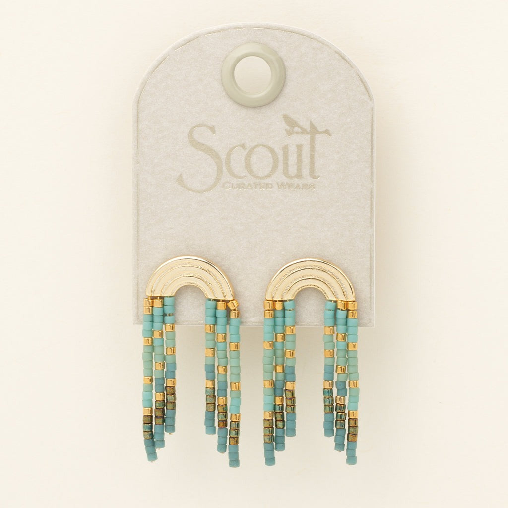 Miyuki Rainbow Fringe Earrings Turquoise