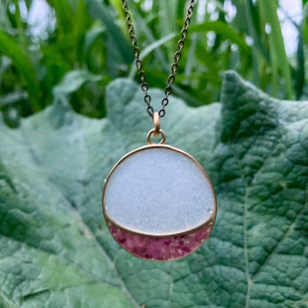 Pele Moon Necklace Selenite + Ruby