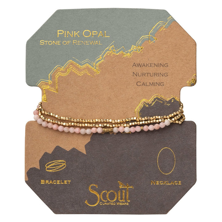 Delicate Stone Wrap Pink Opal Gold