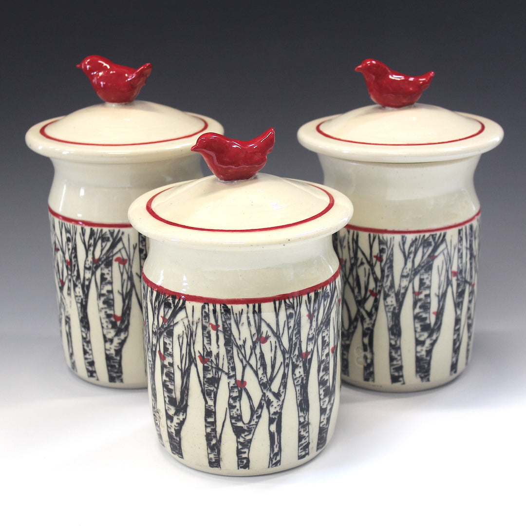 Red Bird Forest Jar