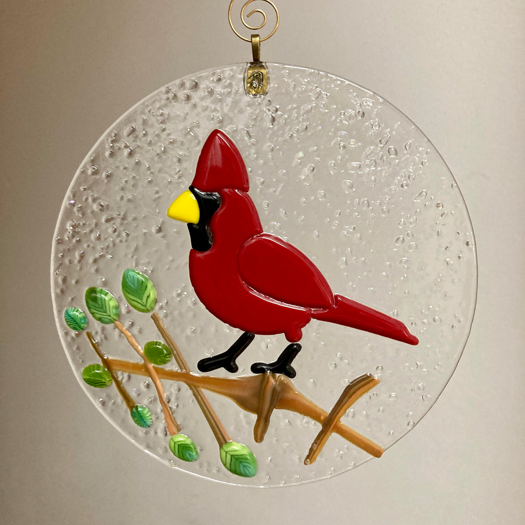 Cardinal on a Tree Limb Suncatcher