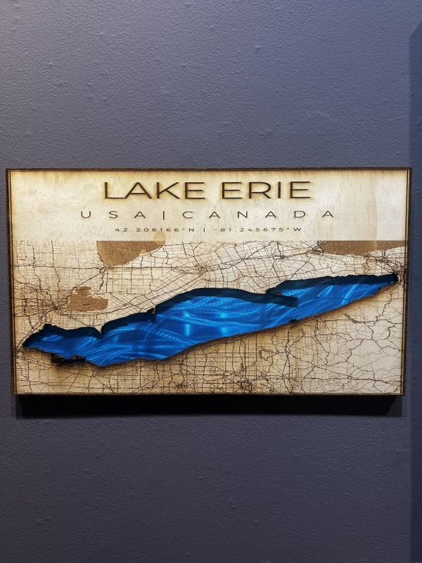 Lake Erie Map Aluminum