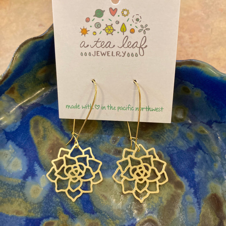 Succulent Earrings Gold