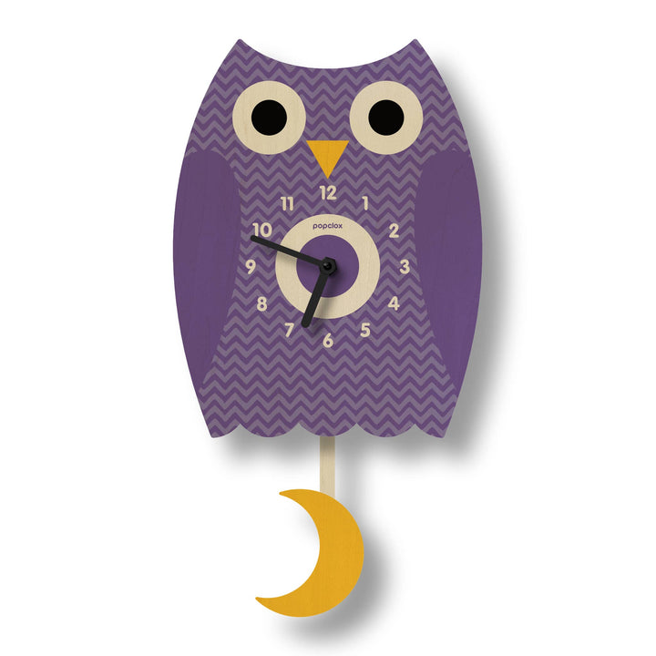 Owl Pendulum Clock - Purple