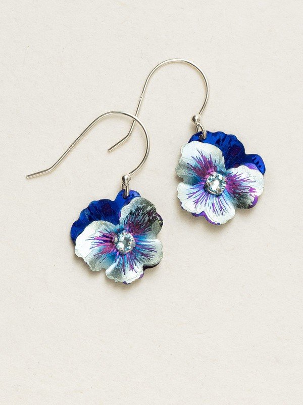 Garden Pansy Drop Earrings Bonnie Blue