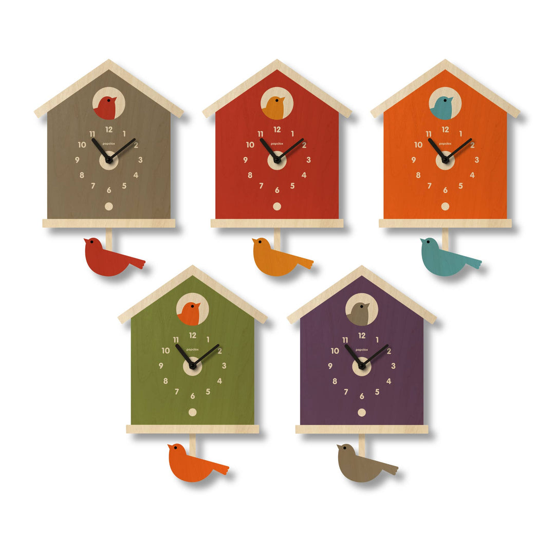 Birdhouse Pendulum Clock - Orange