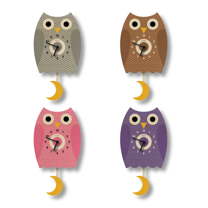 Owl Pendulum Clock - Purple