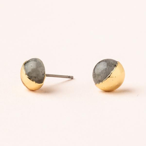 Dipped Stone Stud Laboradorite Gold