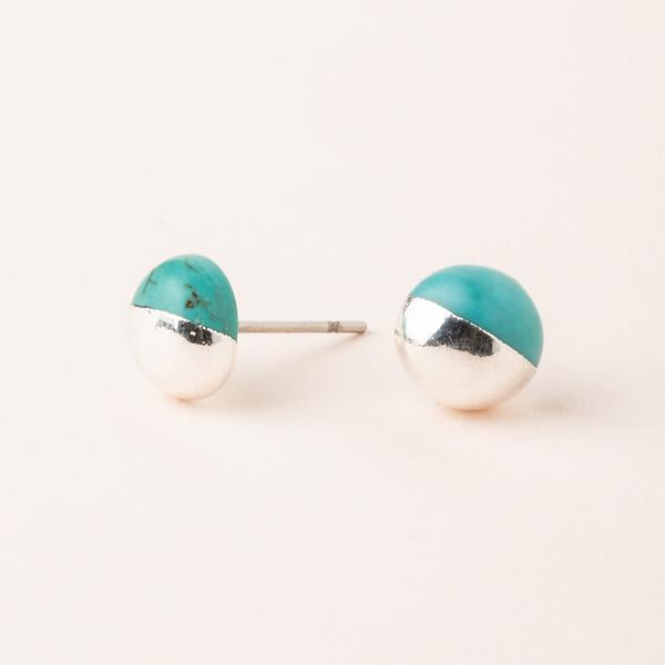 Dipped Stone Stud Turquoise Silver