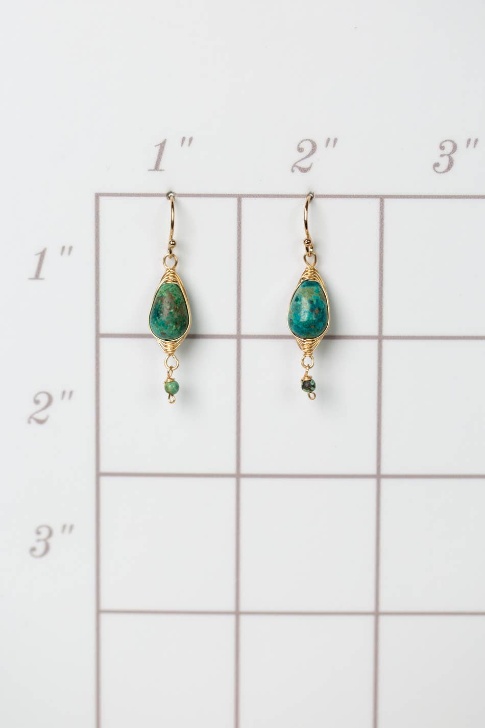 Birthstone December Gold Turquoise Herringbone Earrings