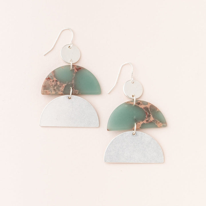 Stone Half Moon Earrings Aqua Terra