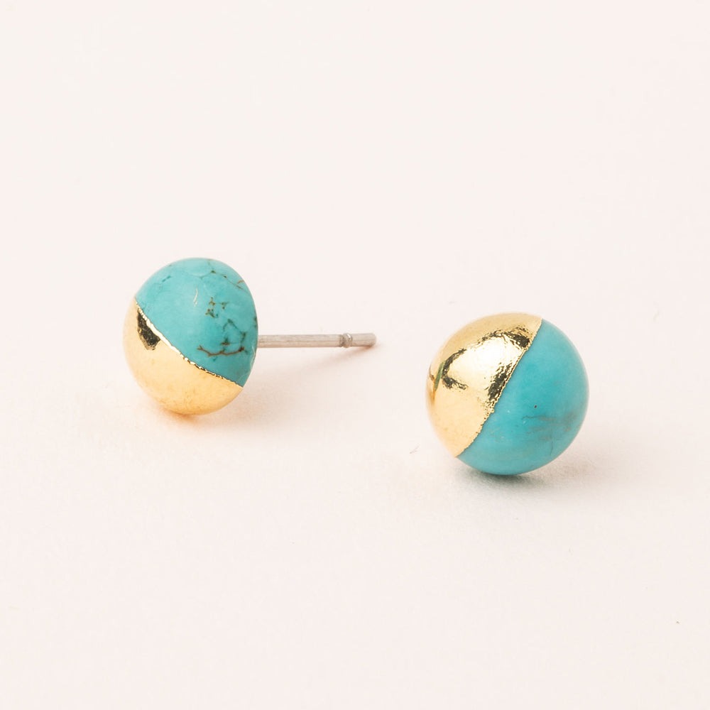 Dipped Stone Earrings Turquoise Gold