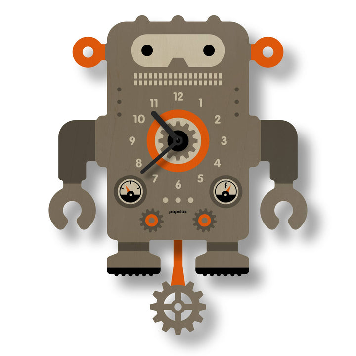 Robot  Pendulum Clock - Wood