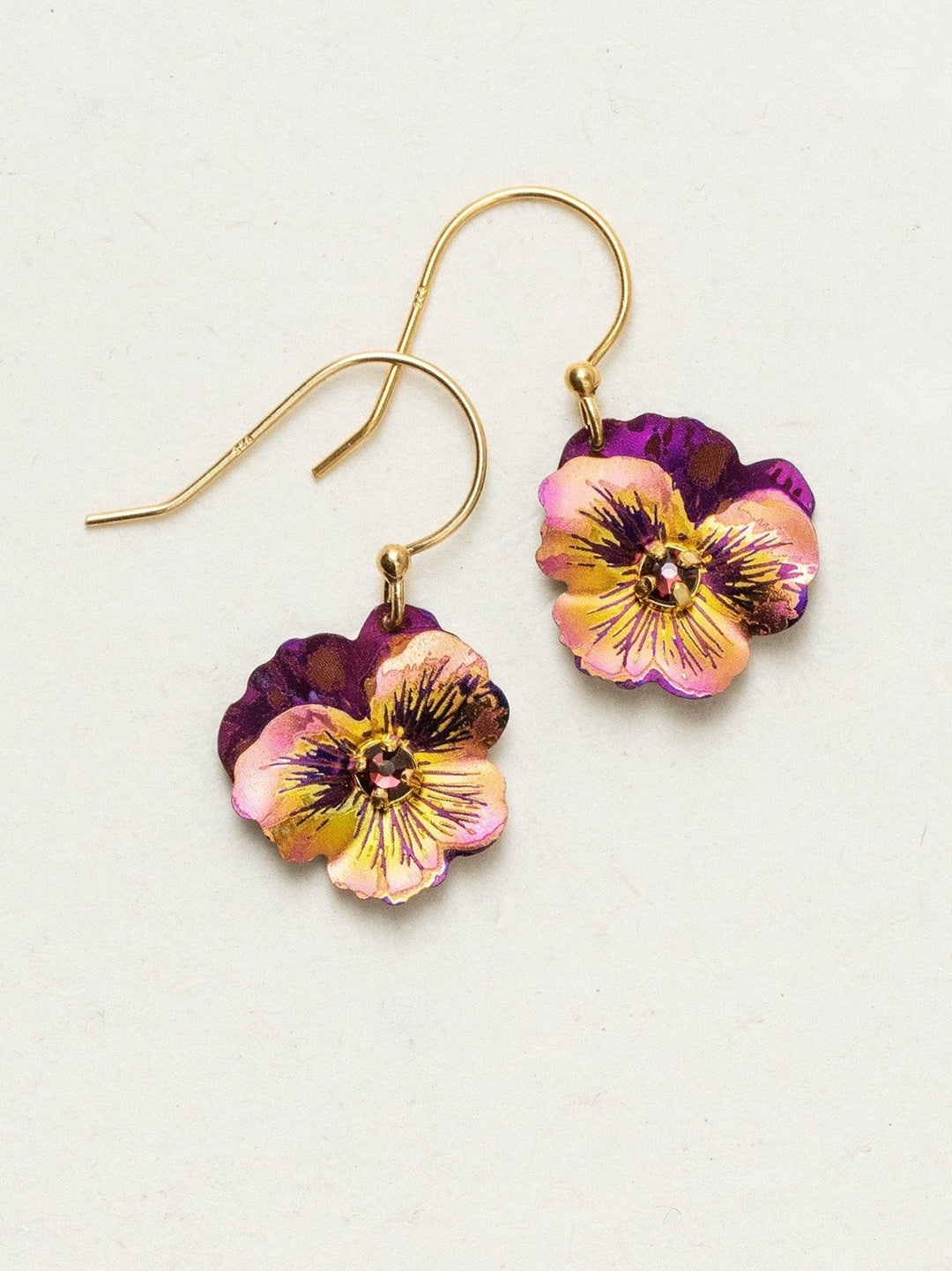 Garden Pansy Drop Earrings Vintage Burgundy