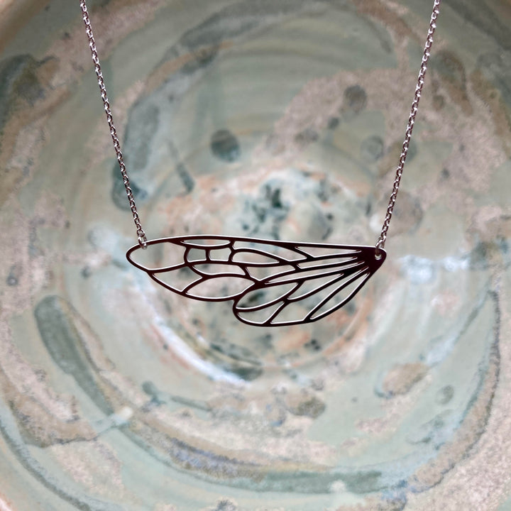 Insect Wing Necklace Silver