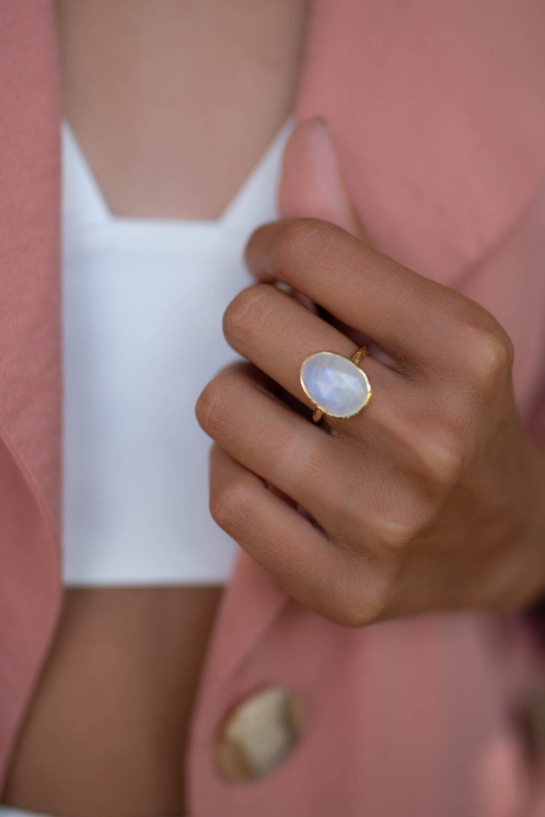 Barbara Moonstone Ring Gold Plated