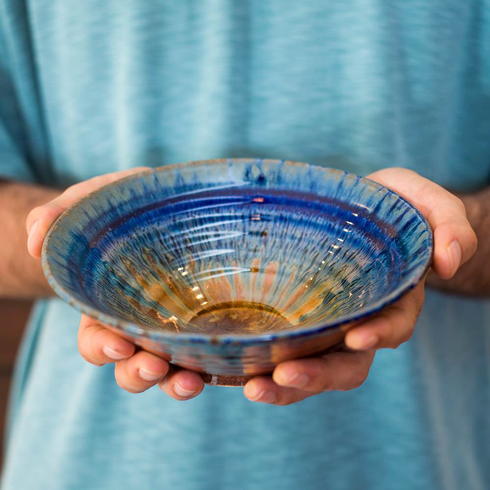 Salad Bowl Amber Blue