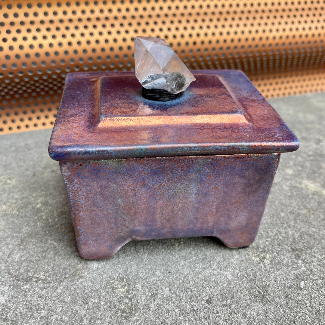 3" Raku Box Blue Copper