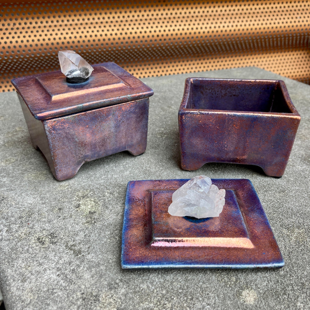 3" Raku Box Blue Copper