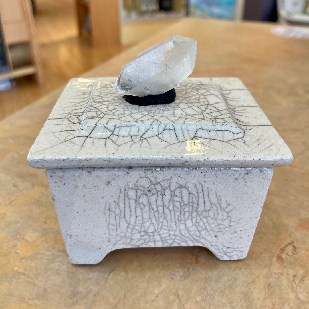 3" Raku Box White Crackle