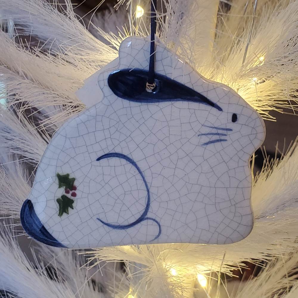 Bunny + Holly Ornament