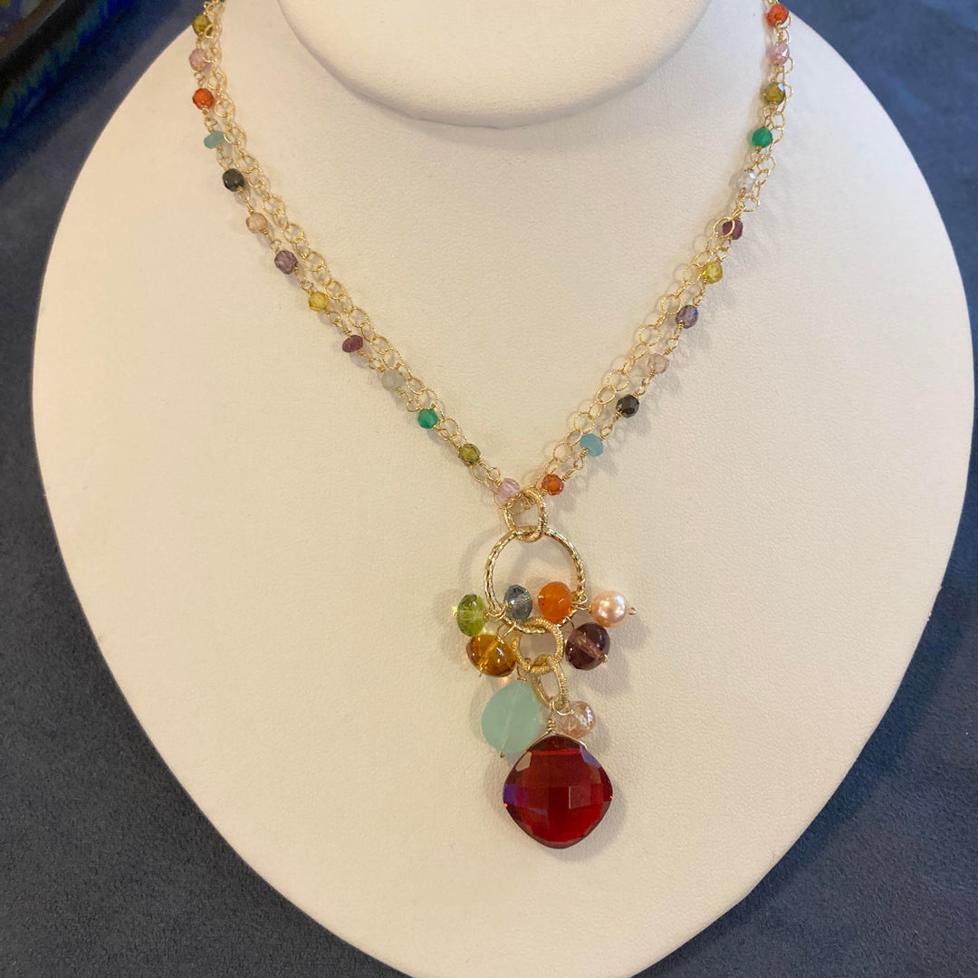 Gemstone Rosary + Charm Necklace