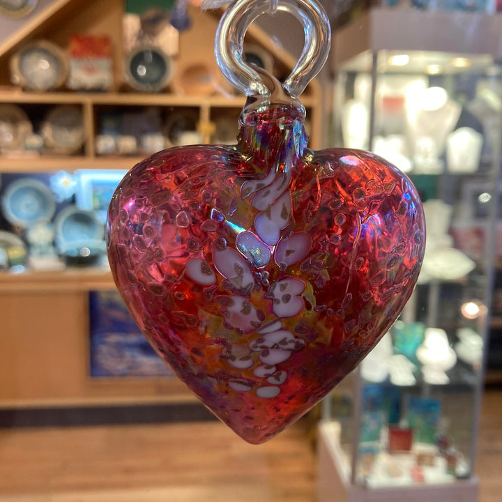 Heart Ornament Gold Line Red