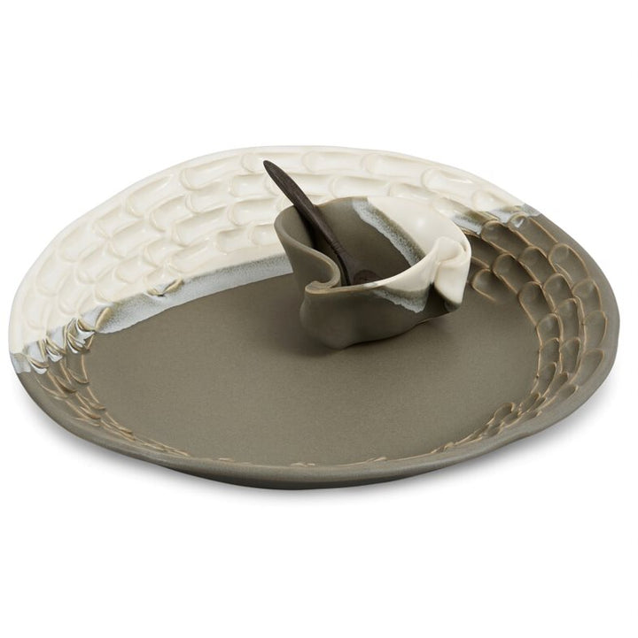 Textured Tray Set Grey & White Stripe