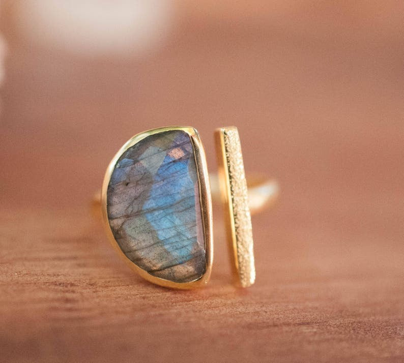 Laura Ring Labradorite Gold Vermeil