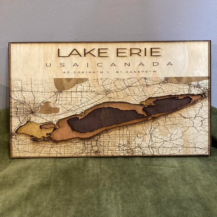 Layered Lake Erie Map Large