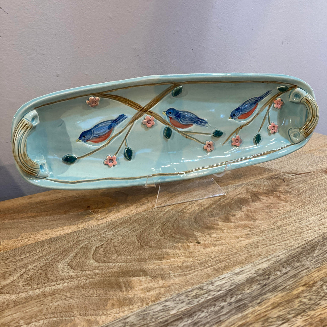 Long Bluebird Handled Tray Light Turquoise