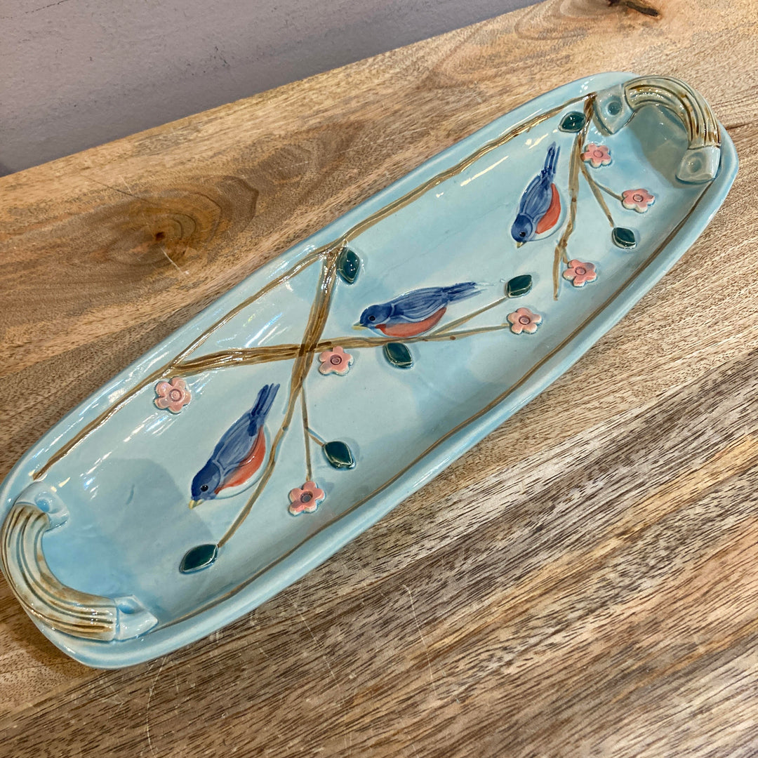 Long Bluebird Handled Tray Light Turquoise