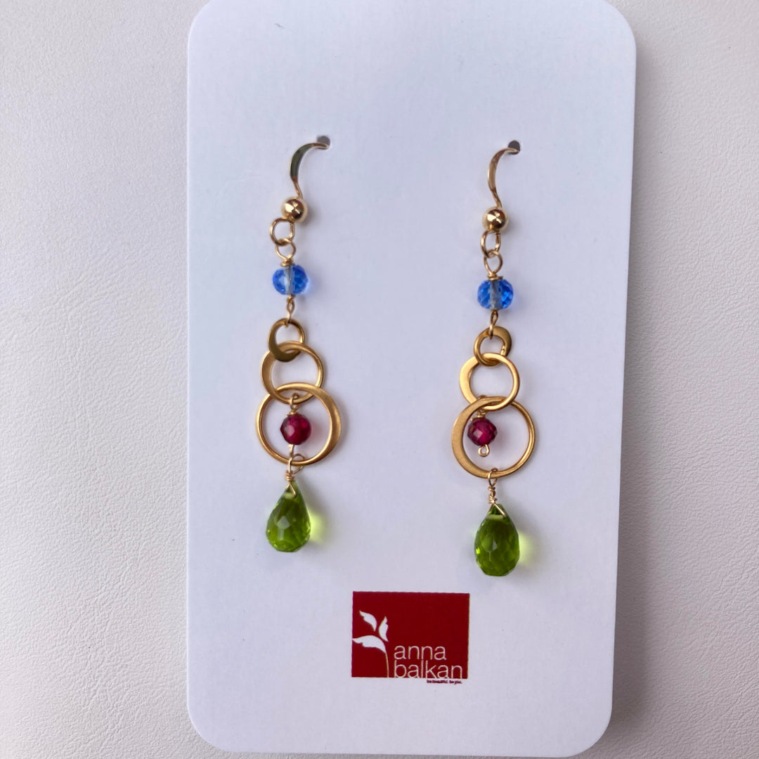 Mini Bubbles Teardrop Earrings Peridot